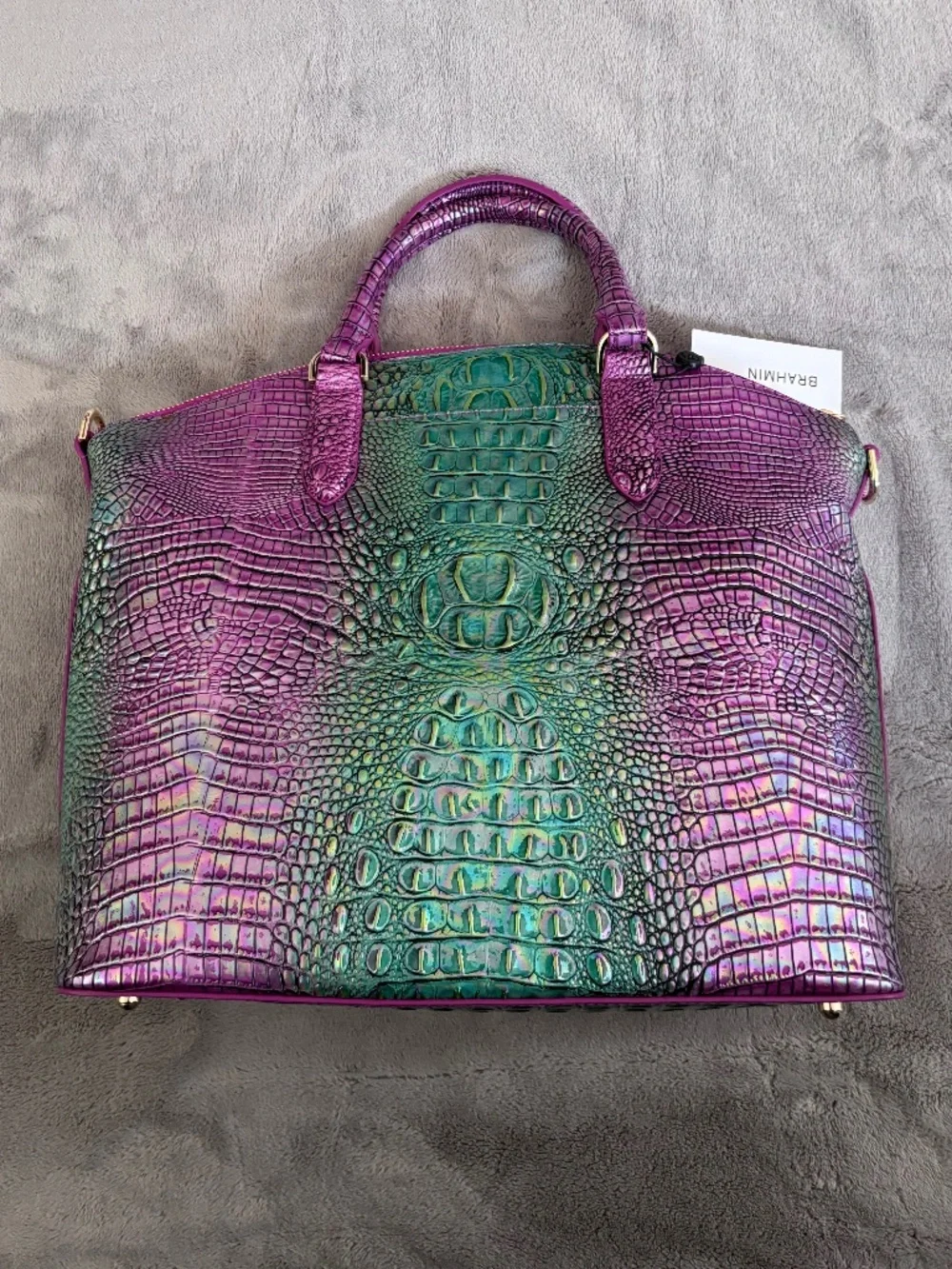 BRAHMIN Large Duxbury Hyacinth Ombre Mini Melbourne Leather Satchel Bag Purse - Picture 3 of 16
